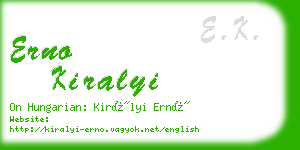 erno kiralyi business card